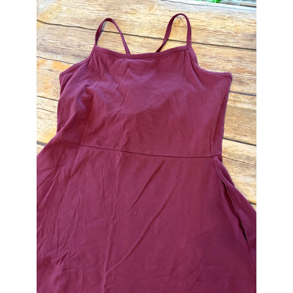Pact Women's Fit & Flare Large Midi Dress Burgundy Organic Cotton Pockets Euro